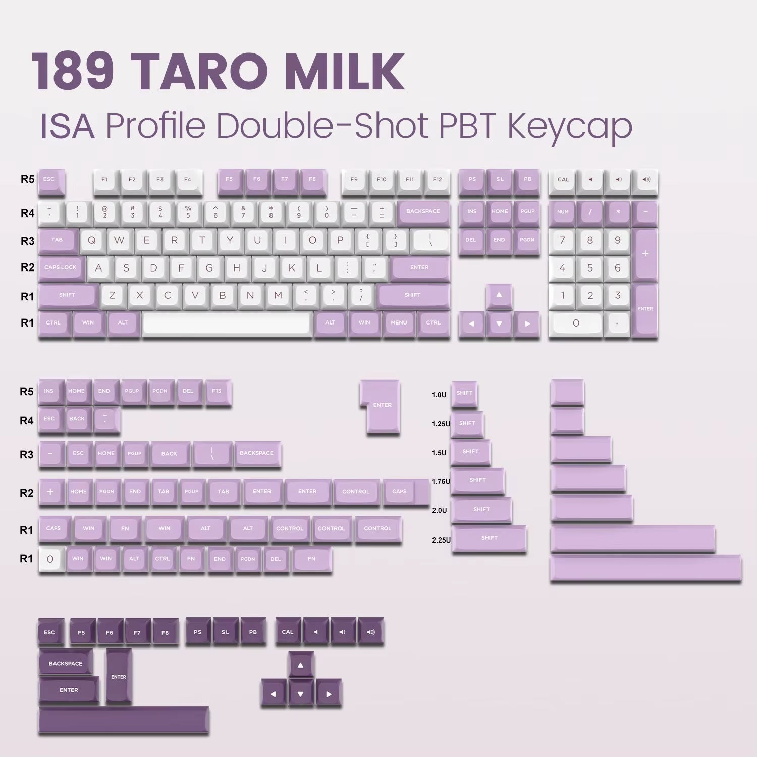 189 Key PBT Double-Shot Black Grey ISA Profile Keycaps Key Cap for MX Switches  GK61 Anne Pro 2 Mechanical Gaming Keyboard