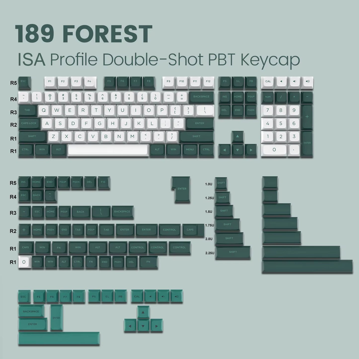 189 Key PBT Double-Shot Black Grey ISA Profile Keycaps Key Cap for MX Switches  GK61 Anne Pro 2 Mechanical Gaming Keyboard