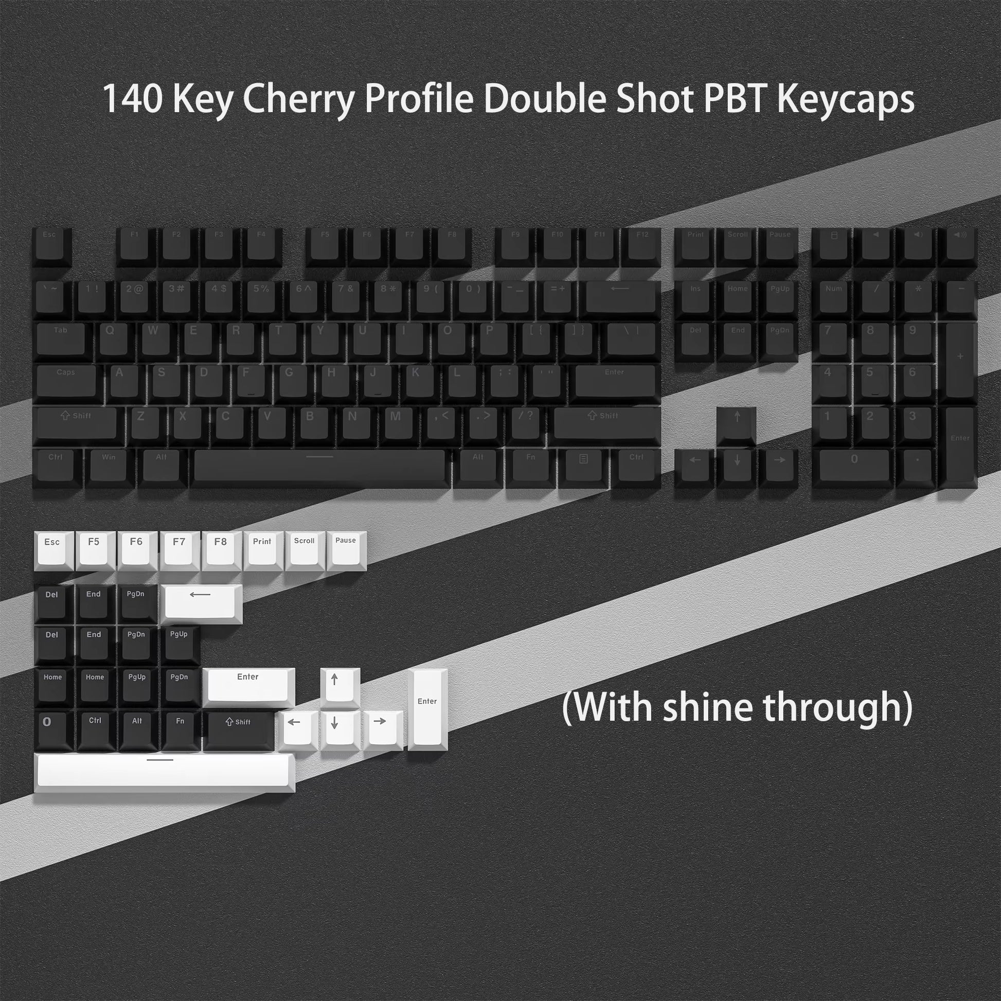 189 Key PBT Double-Shot Black Grey ISA Profile Keycaps Key Cap for MX Switches  GK61 Anne Pro 2 Mechanical Gaming Keyboard