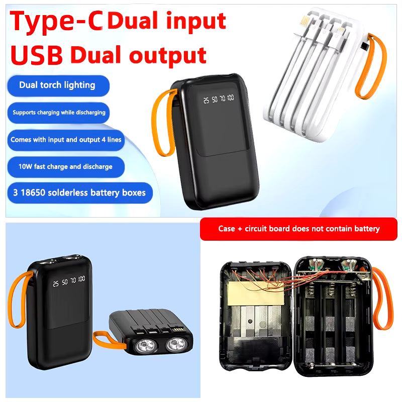 18650 Power Bank Fast Charging Powerbank Portable Battery Charger Powerbank for Iphone Xiaomi 4IN1 Mini Battery Storage Boxes