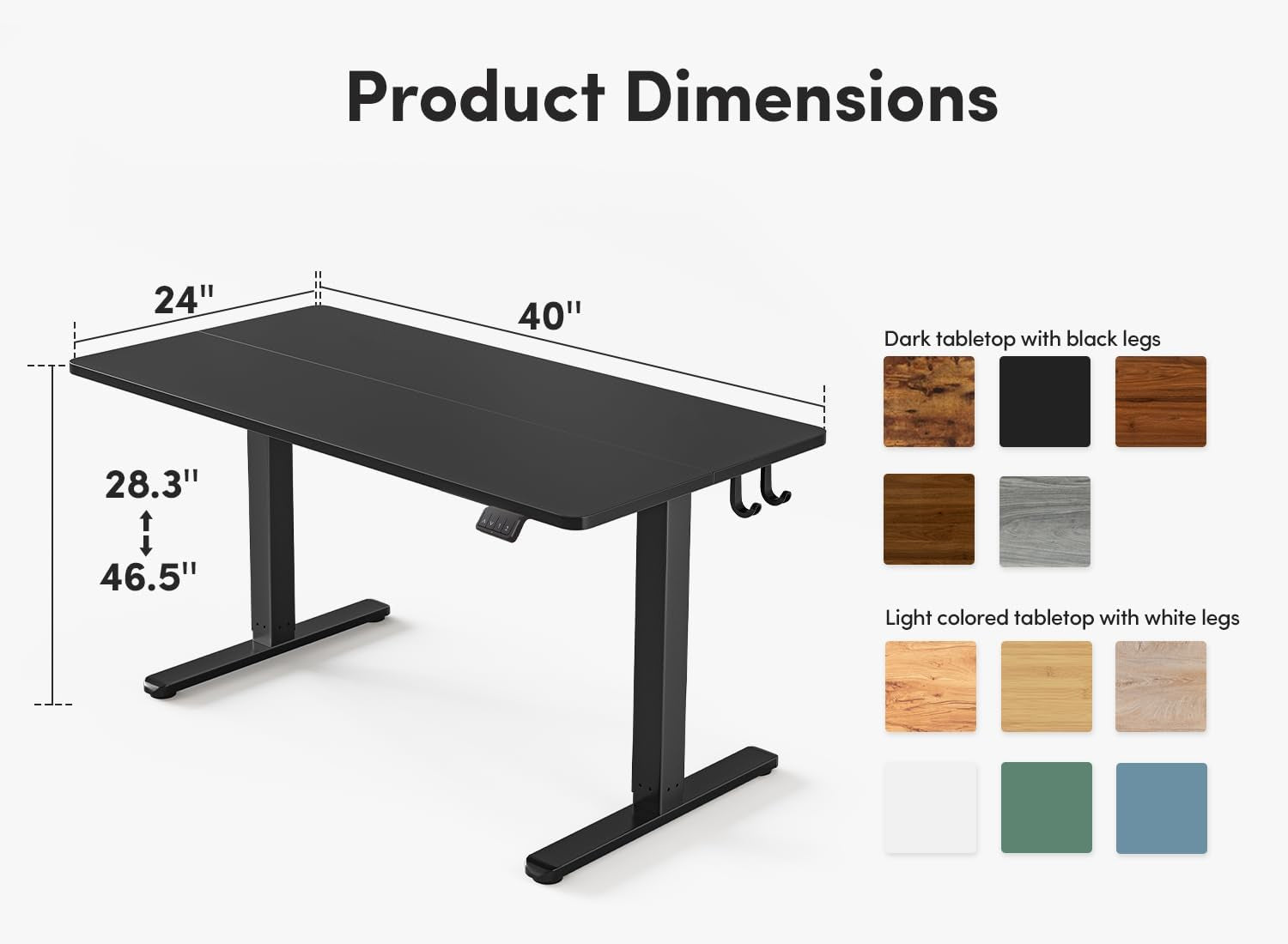 Electric Standing Desk, Height Adjustable Stand up Desk, 40 X 24 Inches Sit Stand Home Office Desk, Computer Desk, Black